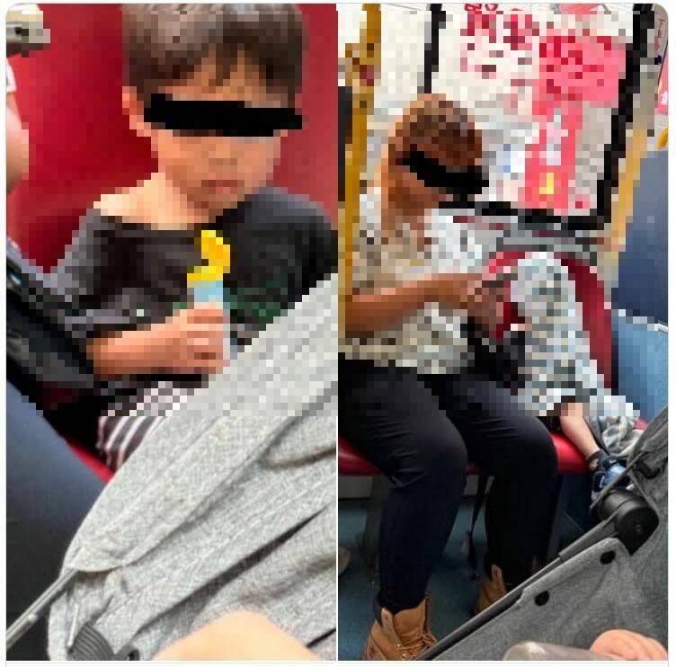 一名网友在社群平台发文爆料，自己在新北市淡水区搭乘公车时目睹一名妇人疑似对孩童施以不当对待，包含捏转脸颊、打巴掌、掐脖子等行为，随即也拨打113妇幼保护专线通报求助。（图撷取自记者爆料网-公开版）