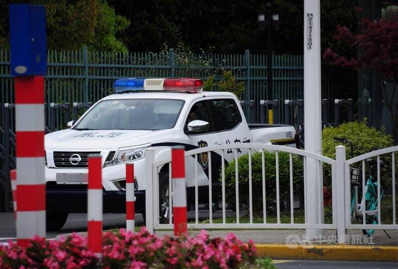 图为中国上海市公安车辆。（中央社档案照片）