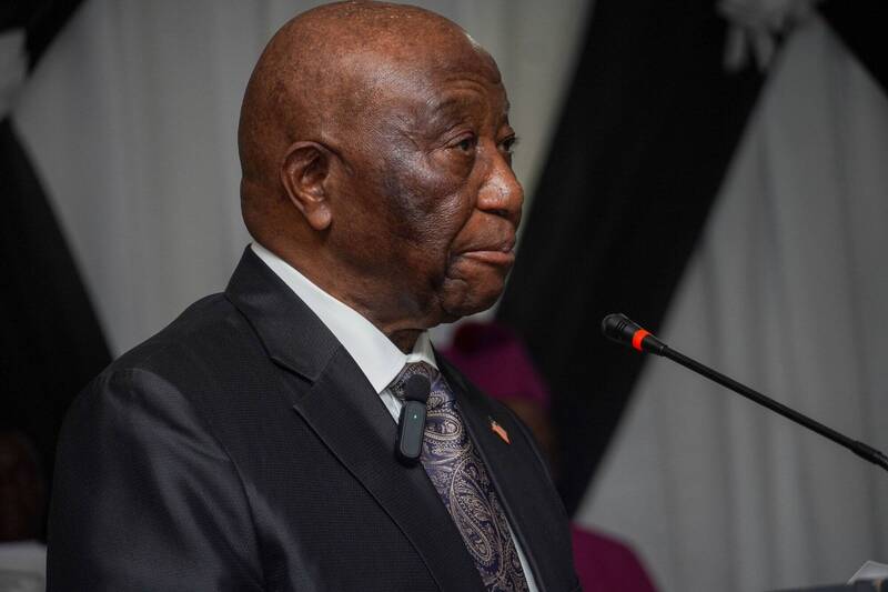 赖比瑞亚总统波阿凯被川普称赞你英文真好，询问「在哪学的？」（欧新社）