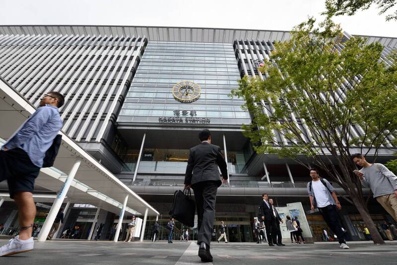 日本福岡縣博多車站，示意圖。（彭博）