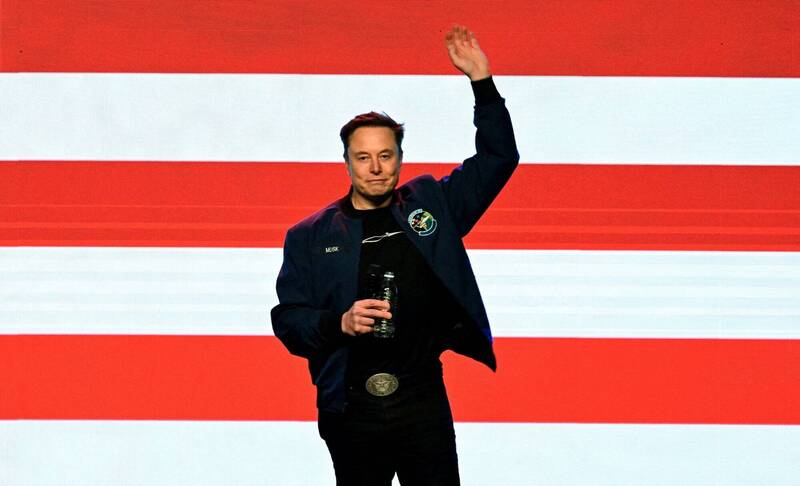 民调显示，美国民众虽然针对成立第三政党有兴趣，对于「美国党」却是兴致缺缺，有77%的登记选民表示不考虑入党。图为马斯克。（路透）