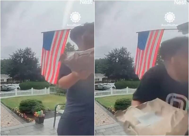 美国纽泽西州周一遭遇强烈雷雨侵袭,惊险一幕也被家庭监视器全程录制,27岁披萨外送员在送餐途中,几乎被闪电击中,所幸人毫发无伤。(图撷自「@accuweather」X、本报合成) 美国纽泽西州周一遭遇强烈雷雨侵袭,惊险一幕也被家庭监视器全程录制,27岁披萨外送员在送餐途中,几乎被闪电击中,所幸人毫发无伤。(图撷自「@accuweather」X、本报合成)
