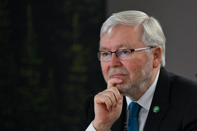 陸克文警告，台灣一旦被中國攻陷，中國軍力就能廣泛延伸。（歐新社）