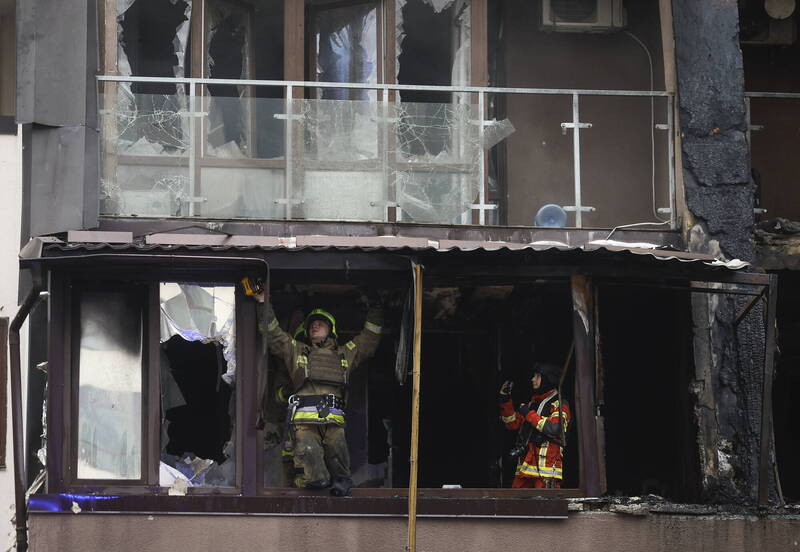 基辅受俄罗斯无人机空袭造成住宅毁损。（欧新社）