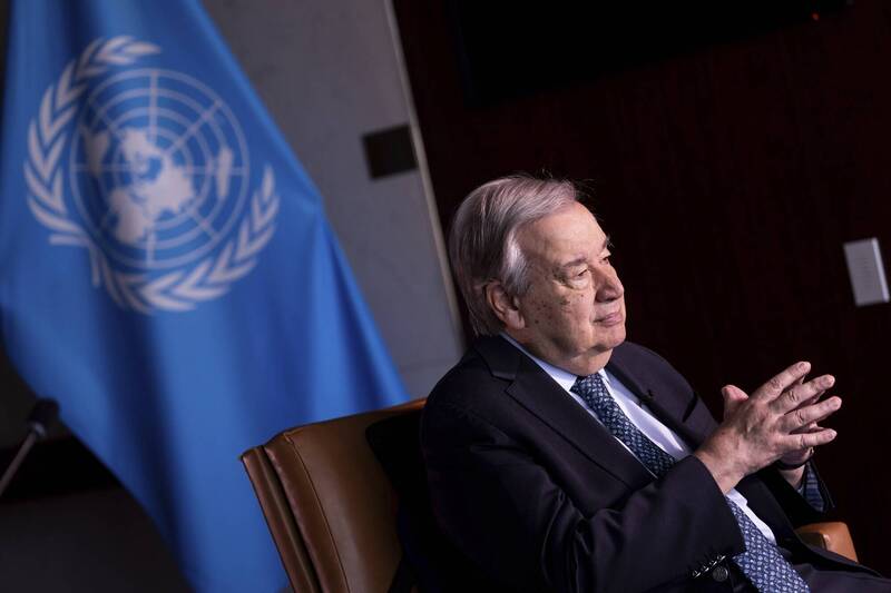 聯合國秘書長古特瑞斯。圖為古特瑞斯22日在紐約聯合國總部受訪。（美聯社）
