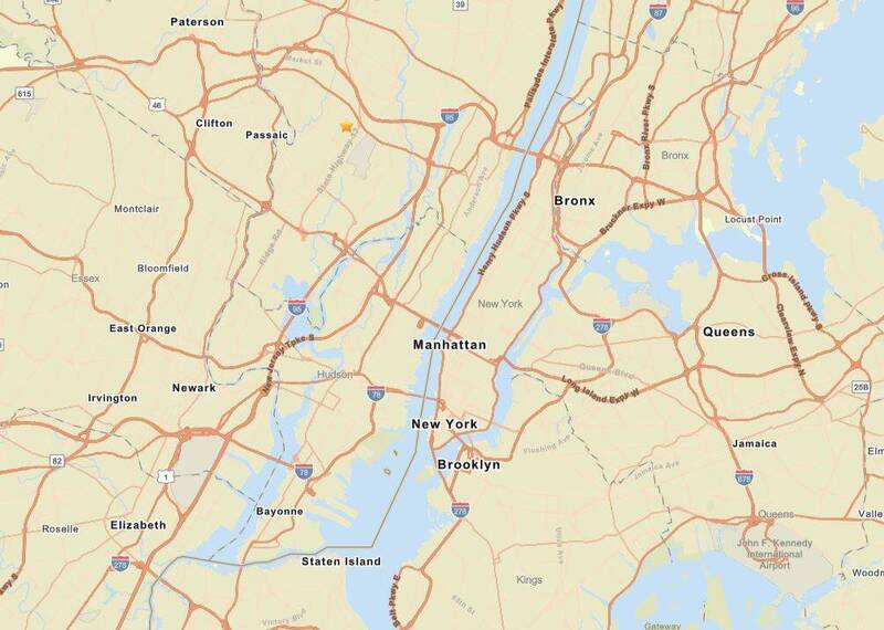 美國紐澤西州2日晚間發生1起規模3.0地震。圖上星號為震央。（圖擷取自美國地質調查局）