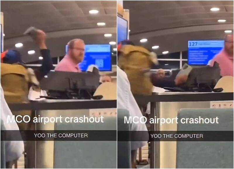 美国佛州奥兰多国际机场近日发生惊险一幕，一名45岁女乘客因连续错过班机情绪失控，在西南航空（Southwest Airlines）登机口大闹，甚至对怒踢地勤人员、砸毁萤幕。（图撷自「@iglesias_gabby」X）