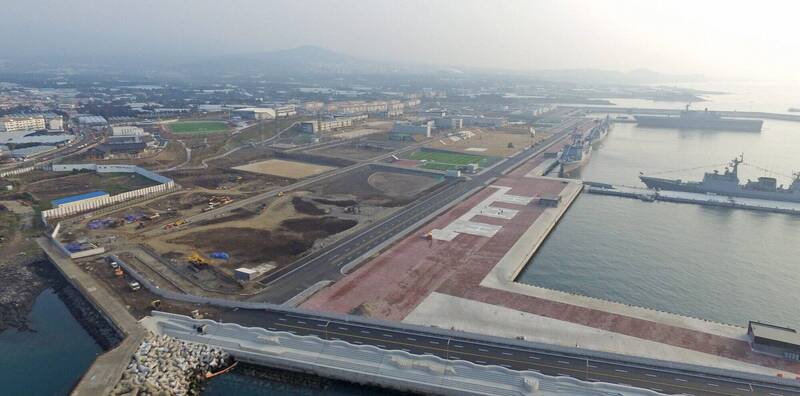 2名中國人飛無人機拍攝南韓濟州海軍基地被逮捕。（歐新社）